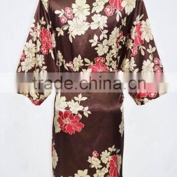 Latest Long Women Floral Satin Kimono Bath Robes Wholesale