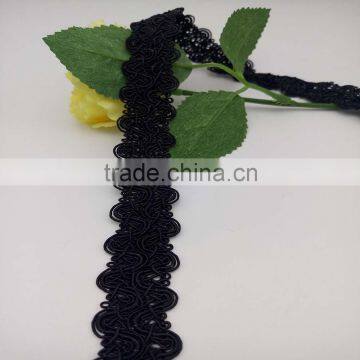 two rows S style garment accessories home textile cotton polyester black lace cord trim