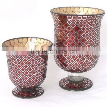 red stemmed mosaic mirror vase