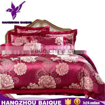 Purple Peony Pattern Jacquard 100% Cotton Sateen Fabric for Bedding