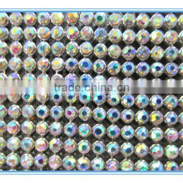 120*45cm Diamante Hot fix aluminium grid base style rhinestone mesh