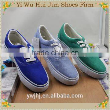 Direct Factory Wholesale Hot Sale HJ037 lace-up flats Casual canvas rubber sneaker shoes