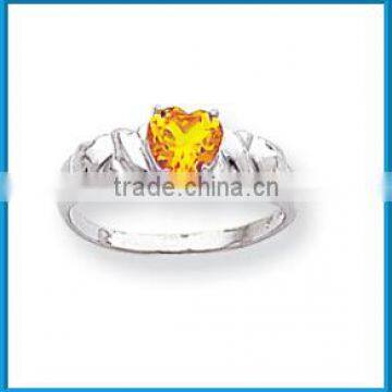 Factory price shiny silver created november heart birthstone ring gemstone rings