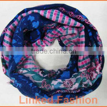 new design fashion infinity scarf Maple Leaf chrysanthemum printed scarf circle loop scarf