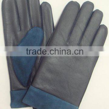 2014 new collection men style dress sheep nappa leather gloves with sheep suede decoration at thumb and cuff