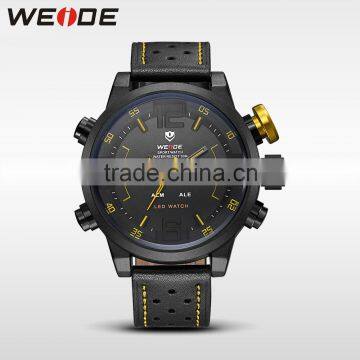 WEIDE WH5210B-3C Sports Watch 3D Black Face Genuine Leather LED designer brands name watch wholesale fashion watch