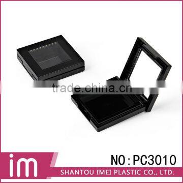 Single Retangular black pressed powder case with mirror -IM-PC3010