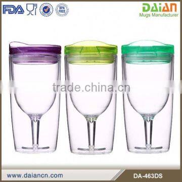 Hot Sale double wall bpa free plastic tumbler wine glass