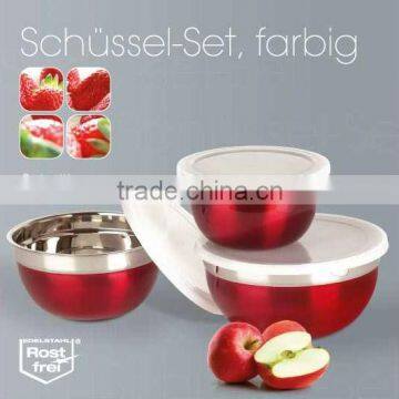 Stainless Steel Professional Lid Bowl Red