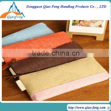 Fashion Plain Linen Fabric Pencil Case / Pen Bag