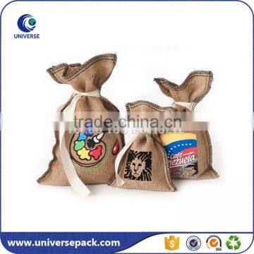 China Supplier christmas jute bag with drawstring for gift