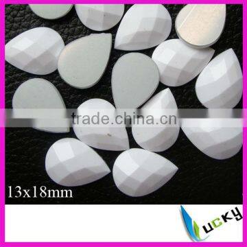 drop 13x18mm hot fix epoxy faceted epoxy opaque white color