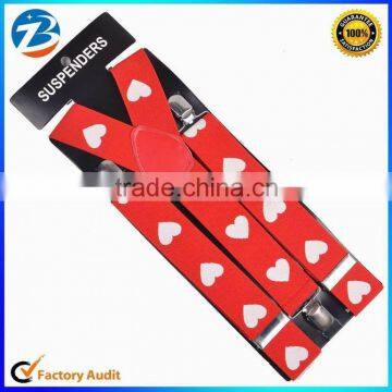 Promotional Heart Printed Wide Elastic Braces Men and Lady Suspenders