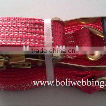 Red color Ratchet Lashing / color sling / color straps with J hooks