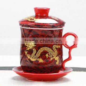 Wholesale four piece ceramic cup saucer