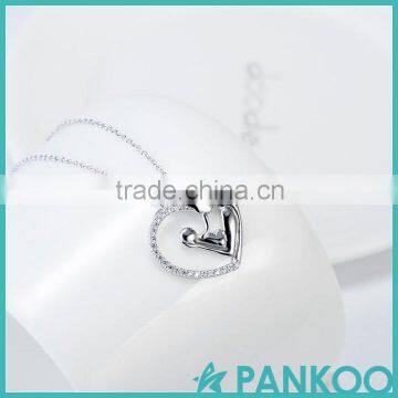 Sterling Silver Zircon Heart Pendant Necklace Gift for Mother's Day