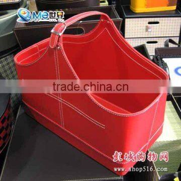 faux leather (pu,pvc) or genuine leather storage basket