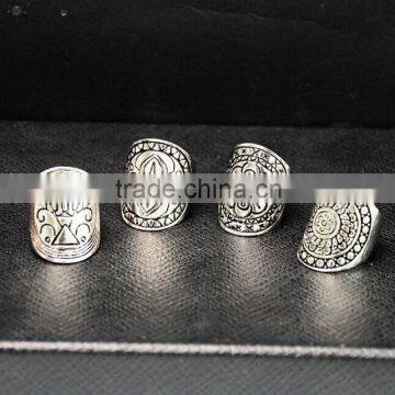 Women Antique Silver Festival Gypsy Bohemian Boho Totem Carved Retro Finger Ring 1 Piece photo-3