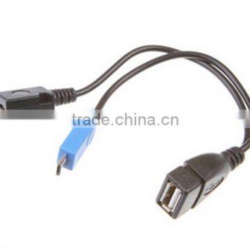 micro usb male to Micro usb female and USB 2.0 A female Y splitter cable power charge