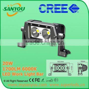 Sanyou 20w 1700lm 6000k Led Work Light Bar