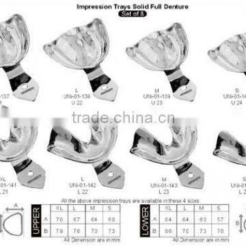 Dental Impression Trays Set Of 8 Denture (B) Made of 18/8 Stainless Steel