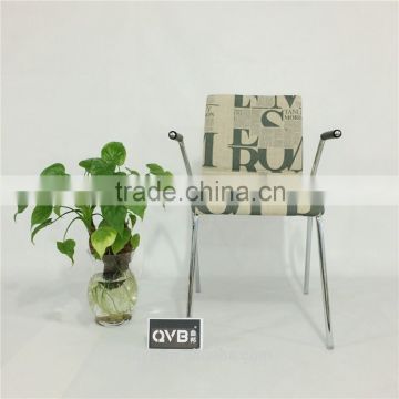 TDC-170-7 QVB JIANDE TONGDA BENTWOOD FABRIC SEAT stackable METAL CHROME PLATED ARMREST OFFICE CHAIR