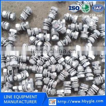 Hot-dip Galvanized Carbon Steel Electric Hex Bolts with Hex Nut and Washer