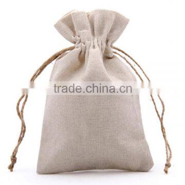 3" x 4" plain Linen Pouch Bags with Hemp Drawstring