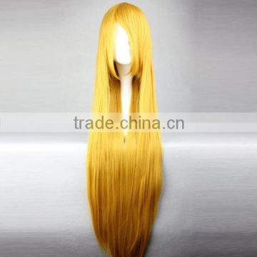 Costume Synthetic long straight gold silk wave wig N429