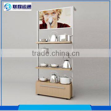 Various shop showroom beauty products multilayer wooden display shelf