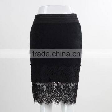 F5S43022 New Arrival Women Elastic Waistband Eyelash Lace Hem Skirts photo-4