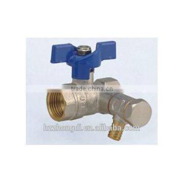 1/2"-1" female/female brass ball valve with drain off-cock