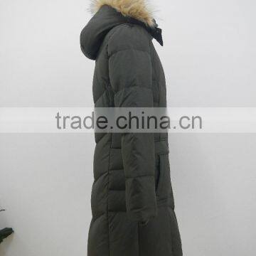 Faux Fur Hood Soft Pongee Fabric Puffer Quilted Womens Bubble Coat photo-4