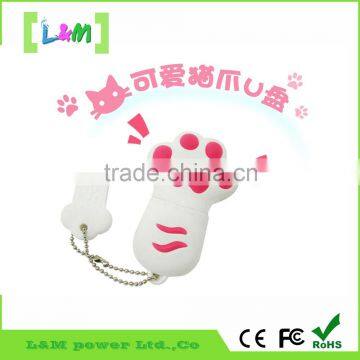 cute pink Bear claw hot selling pvc usb disk good price bulk cheape, custom pvc usb flash drive