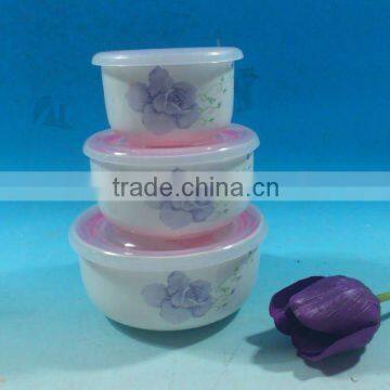 porcelain fresh bowl with rose design and lid