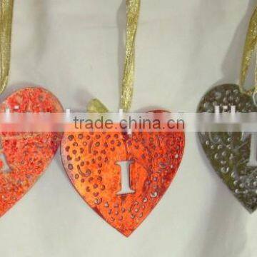 Christmas Decoration Metal Christmas decorations hangings-Heart shape, metal heart shape decoration, Heart shaped/colored Hearts