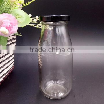 350ml French square glass milk bottles with black cap