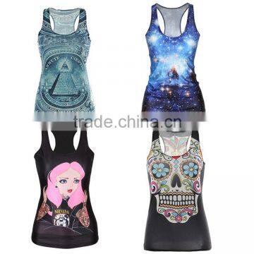 Fashion Polyester Digital Sublimation Printed Tank Top Woman, Racer Back Tank Top, Custom Sublimated Gym Tank Top