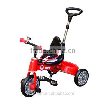 Aosom Kids Metal Bicycle Mini Toddler Tricycle with Push Handle - Red