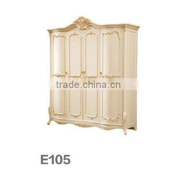 D107 Home Bedroom Set of Antique Solid Wood Double Bed Furniture