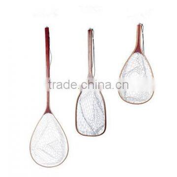 In stock wooden handle rubber fishing landing net