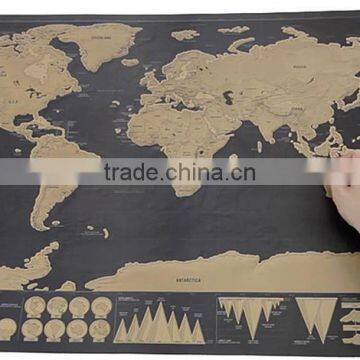 CT-750 Travel World Map Hard Paper Travel Map Small Black Mini Map Black Luxury photo-4