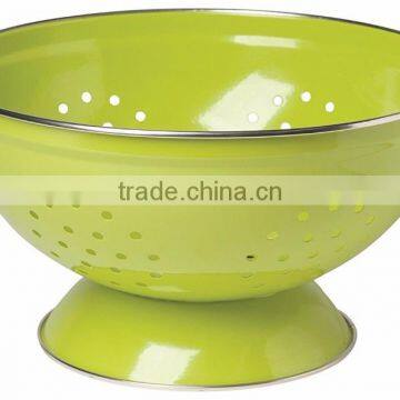 Round Metal Self Draining Pasta Bowl Kitchen Food Washing Strainer Vegetable Conlander photo-3