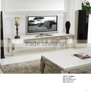 E360 Living Room Furniture Stainless Steel Marble l Shaped TV Cabinet photo-2