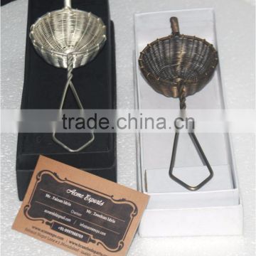 Tea Strainer Brass antique and silver plating finish