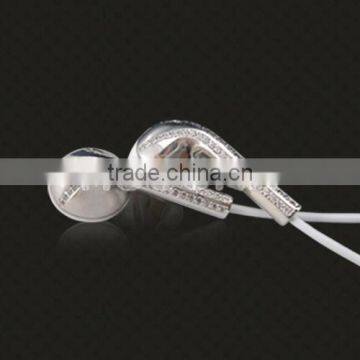 2017 Luxury inlaid diamond earphone, platinum earphone with diamond for iPhone 6 7