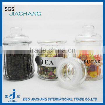 chinese style recycled glass tea sugar coffee jar with brand and lid