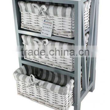 DRAWER SET WICKER STORAGE GREY WASH