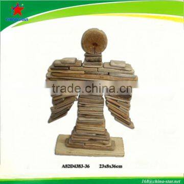 wooden angel standing decor