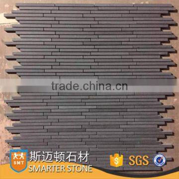 Long strips black basalt mosaic polished basalt for wholesale